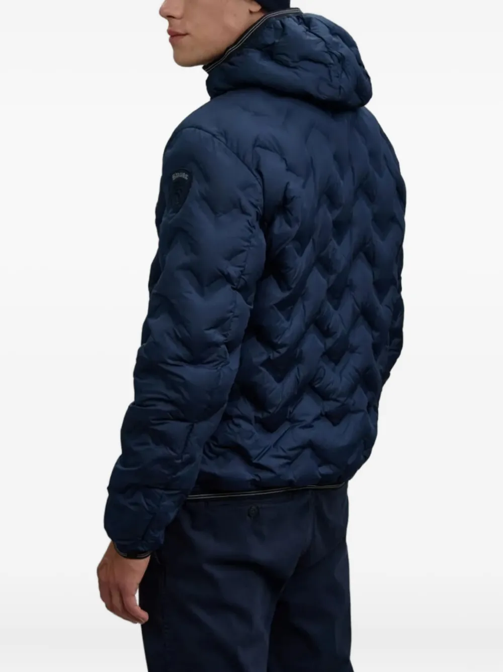 Blauer Chevron-quilted Hooded Jacket In Blue