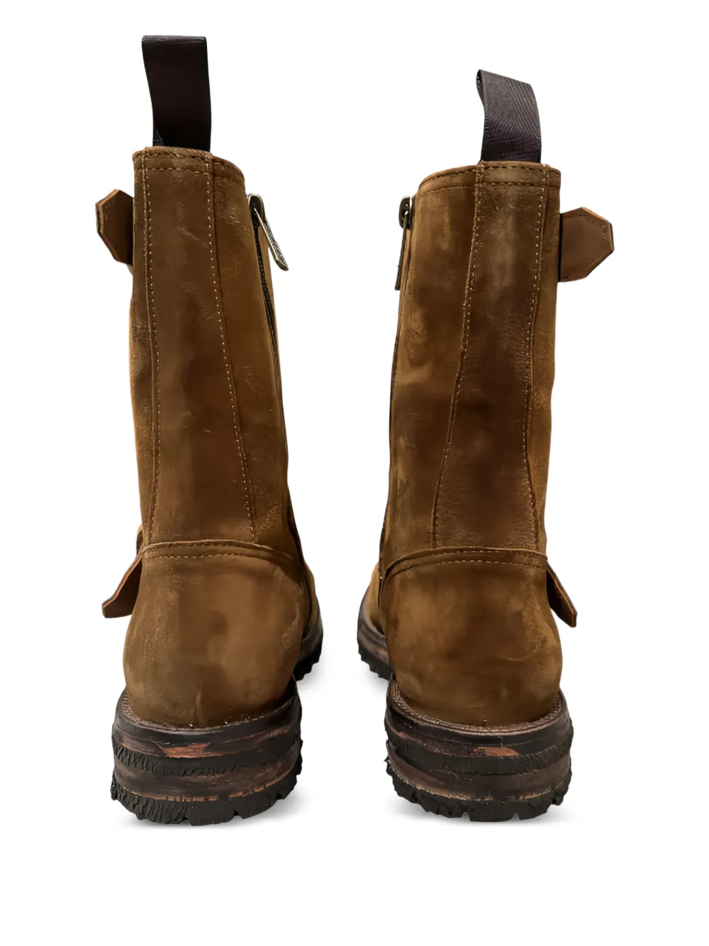  Calce Buckle Zip-up Biker Boots - Brown 