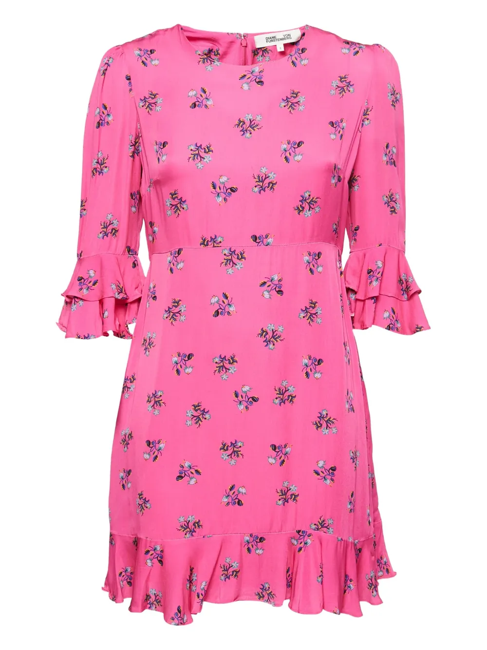 Diane Von Furstenberg Vintage floral ruffle mini dress | Pink | Image 1