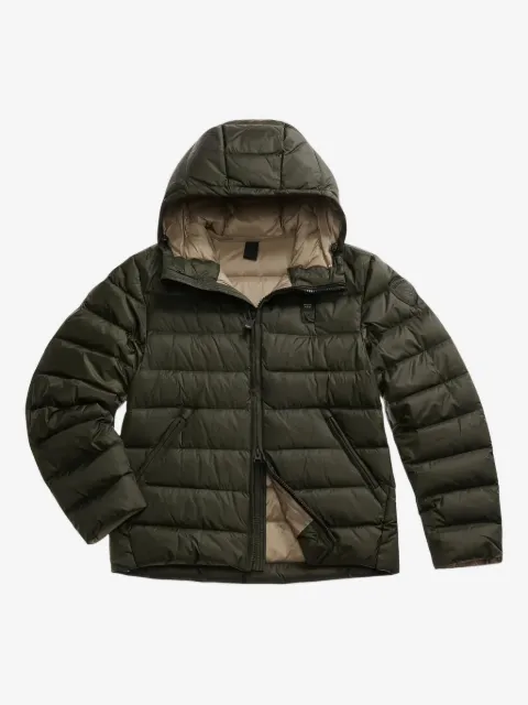 Blauer Gesteppte Kapuzenjacke
