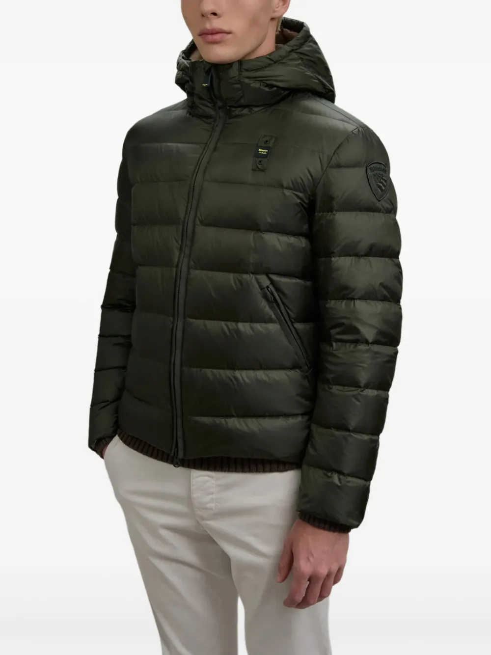 Blauer Quilted Hooded Jacket In Green