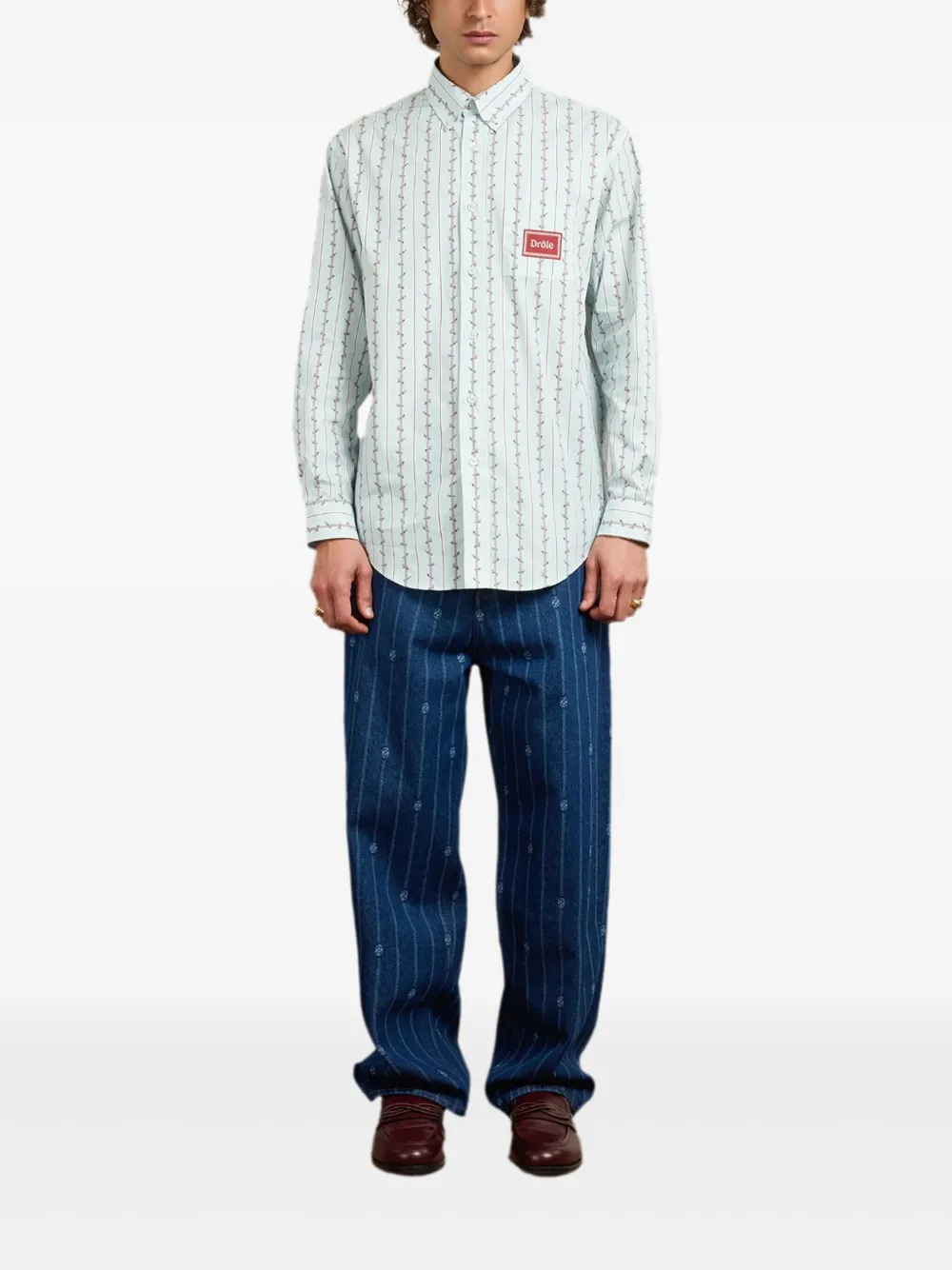 Drôle De Monsieur Fleurs Tressées shirt - Blauw