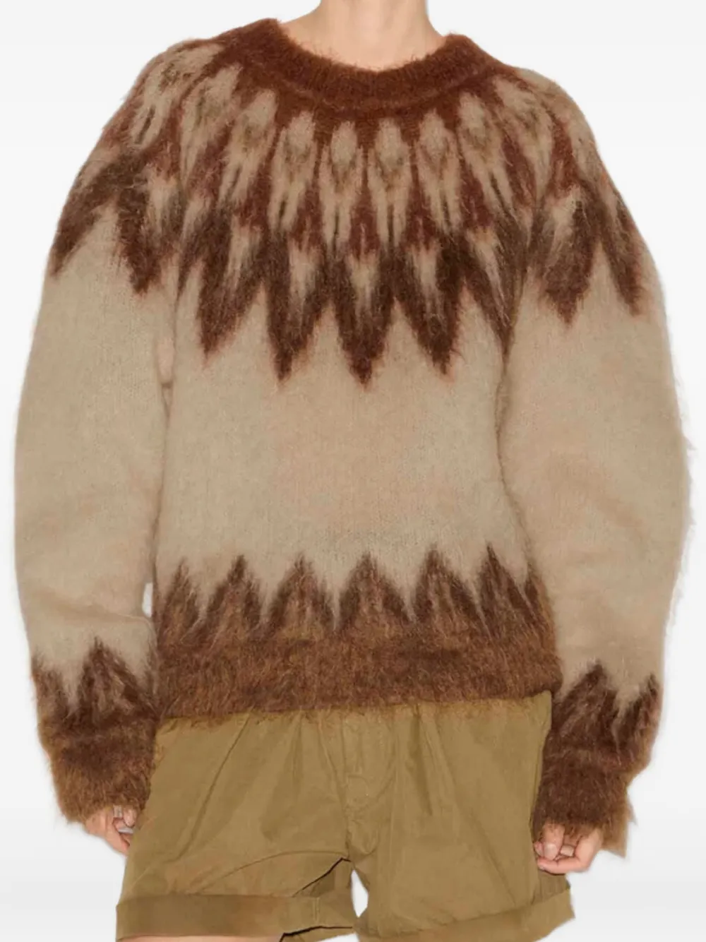 Isabel Marant Fairisle Pattern Mohair Sweater In Gold