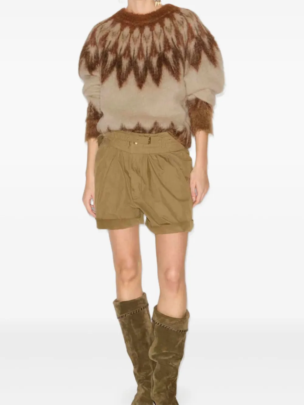 Isabel Marant Fairisle Pattern Mohair Sweater In Gold