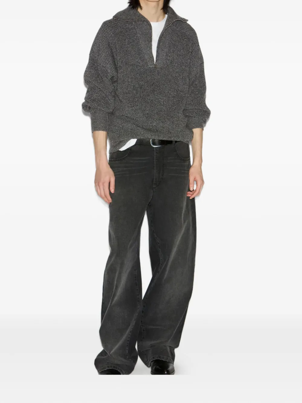 MARANT ribbed zip-neck sweater - Grijs