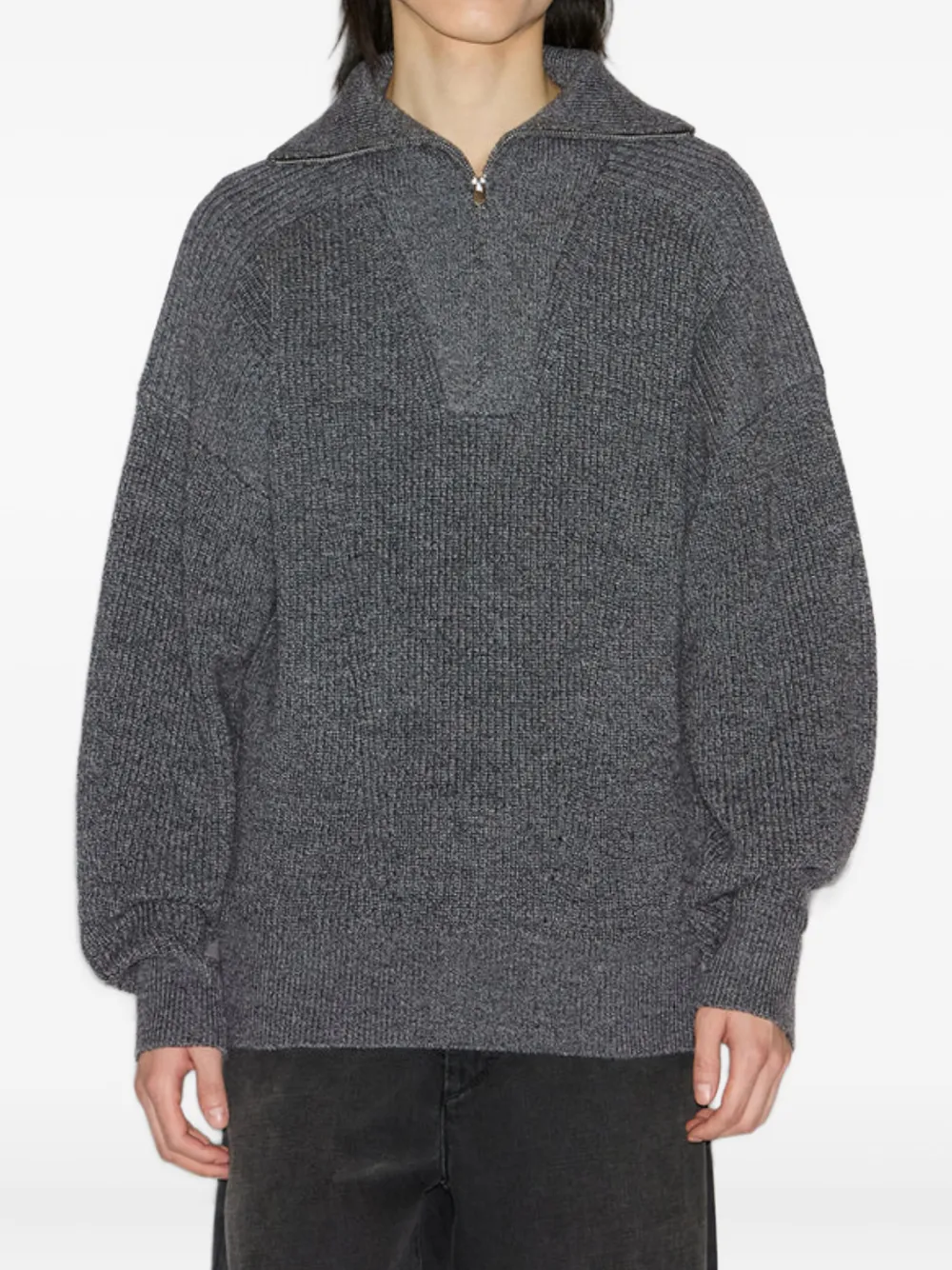 MARANT Geribbelde trui met ritshals Grijs