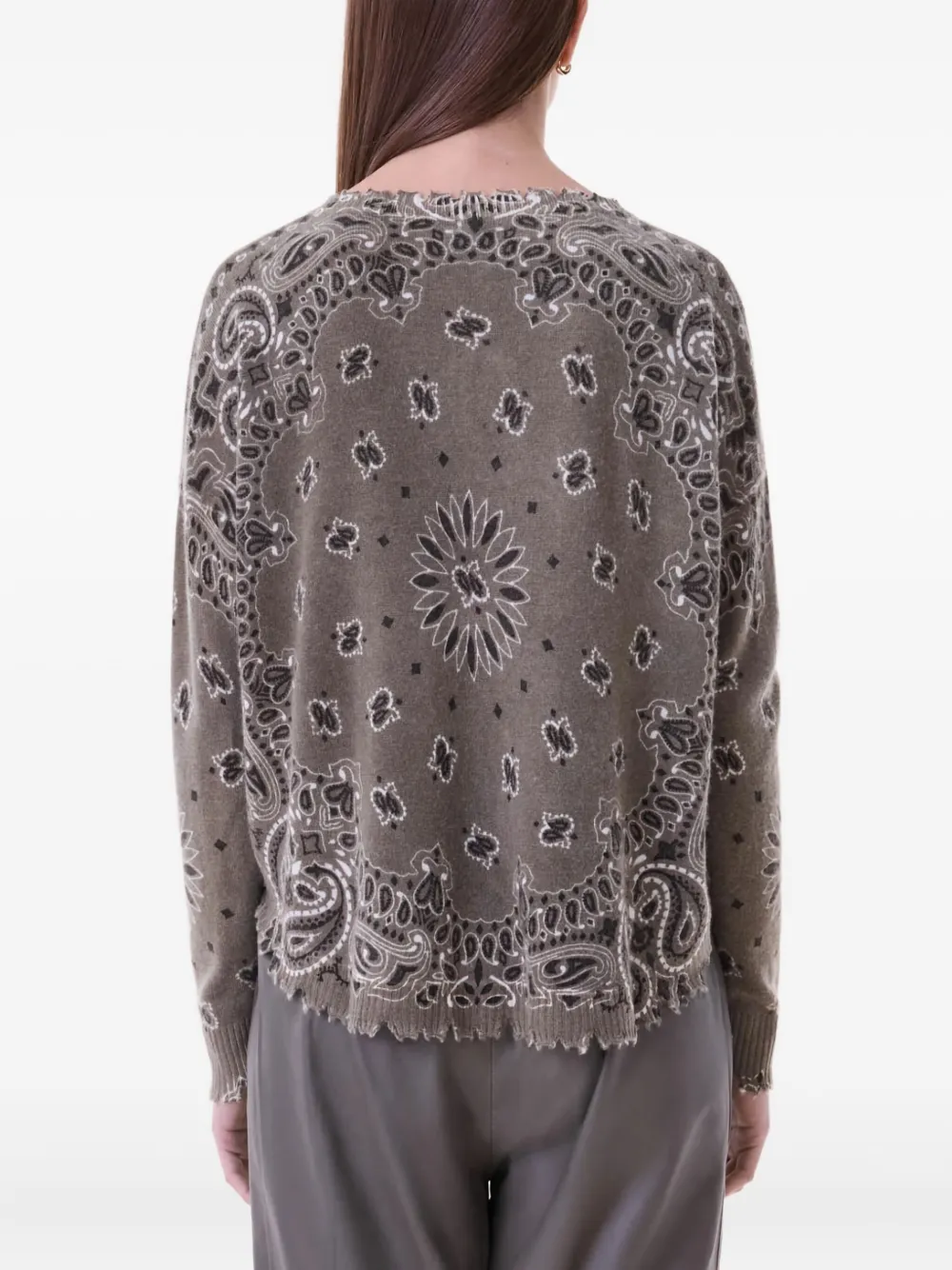 Kujten Bandana-print Frayed-hem Top In Multi