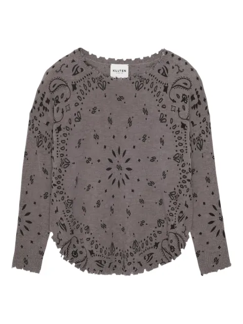 kujten bandana-print frayed-hem top