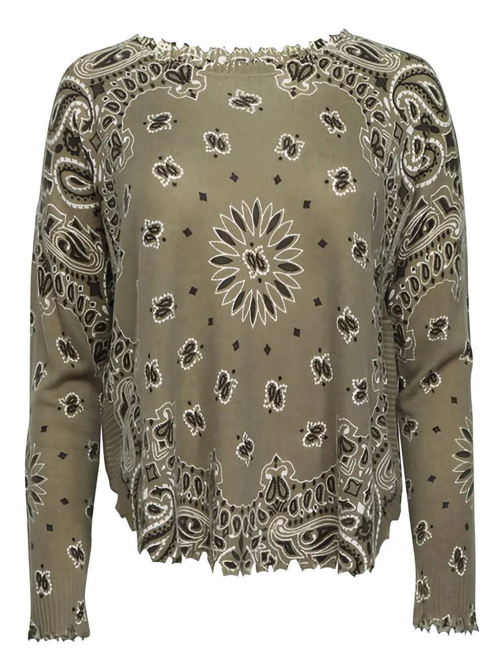 kujten bandana-print frayed-hem top - Grigio