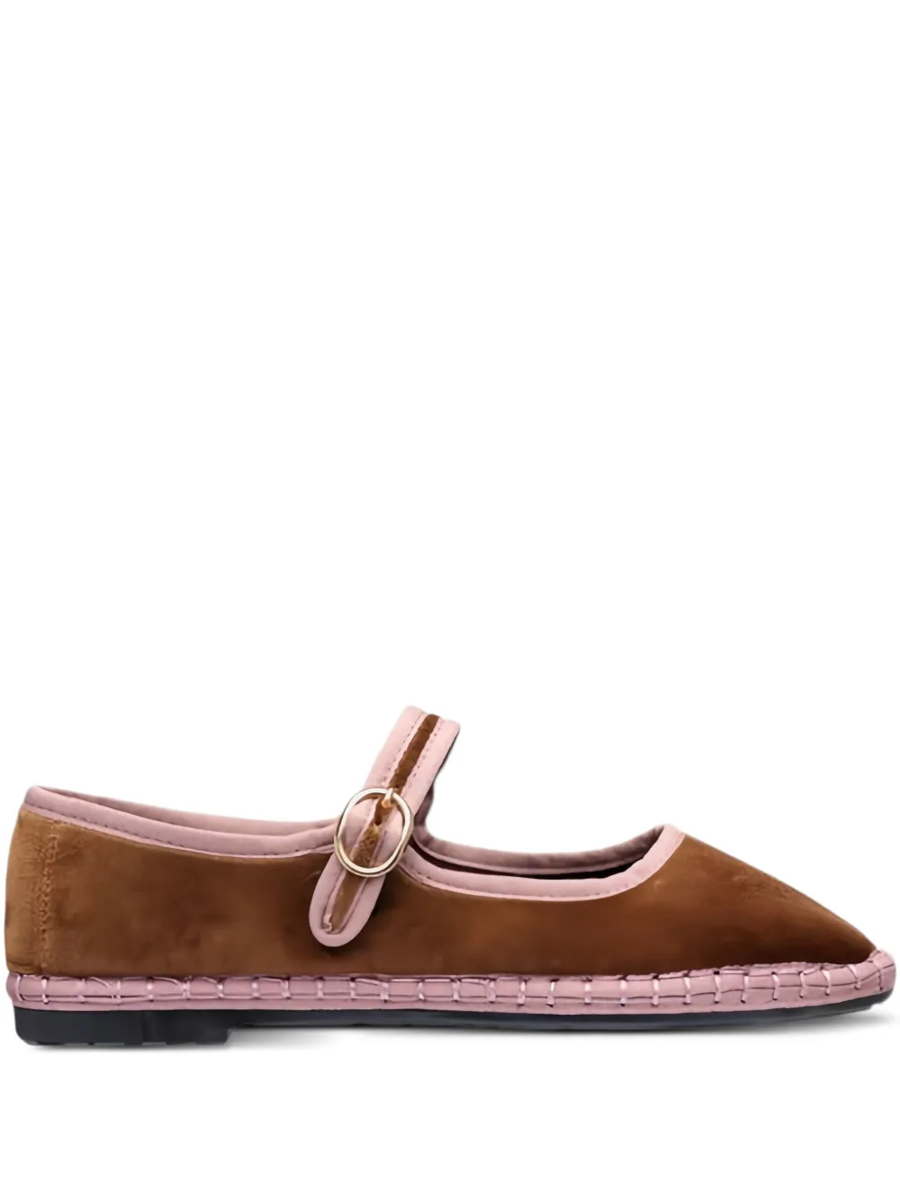 FLABELUS Balthasar velvet buckle mary janes Brown
