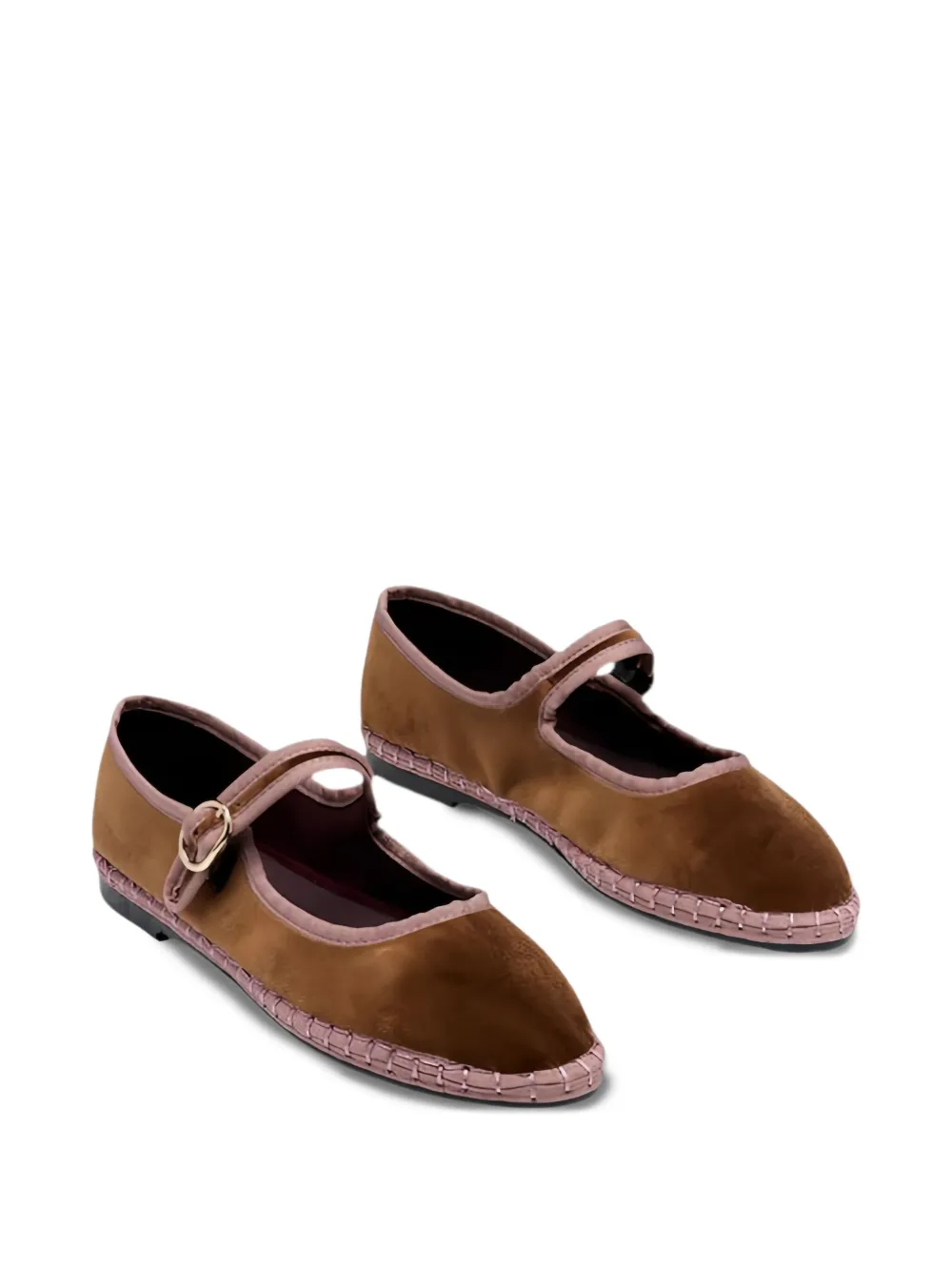 FLABELUS Balthasar velvet buckle mary janes Brown