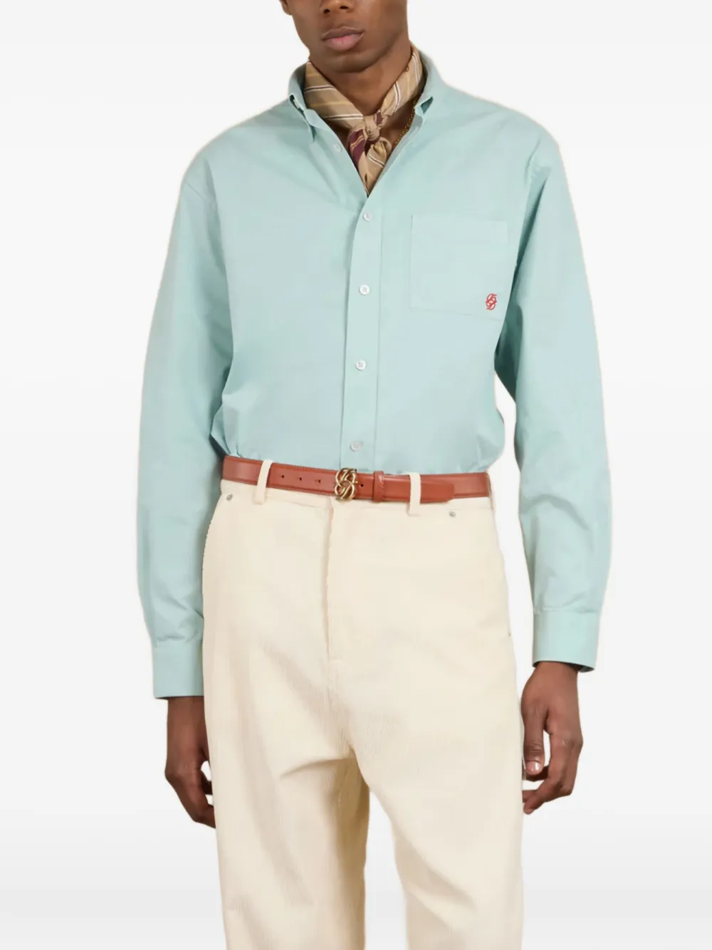 Drôle De Monsieur Gestreepte sjaal met logo Bruin