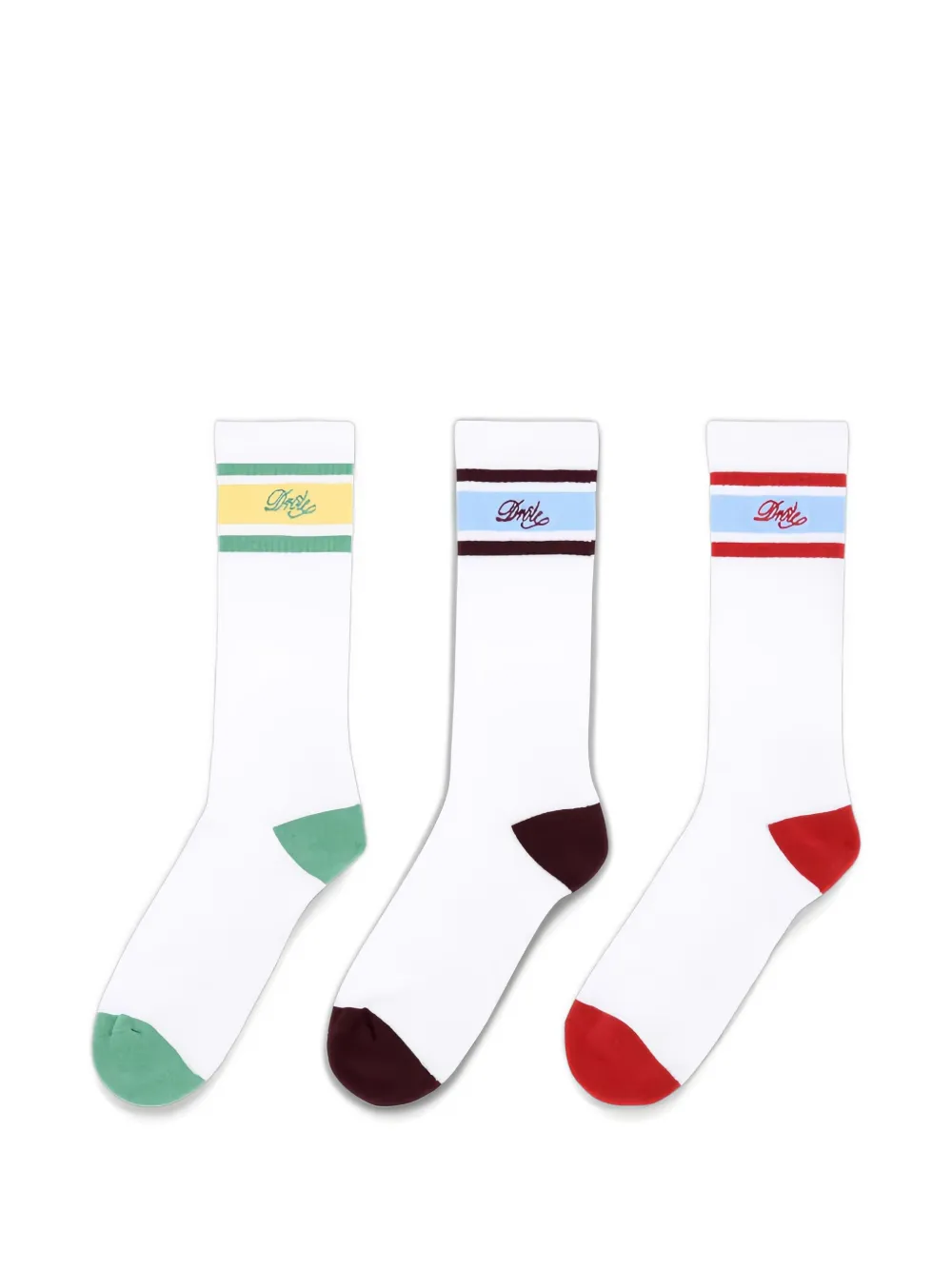 Drôle De Monsieur stripe set-of-three socks - Bianco