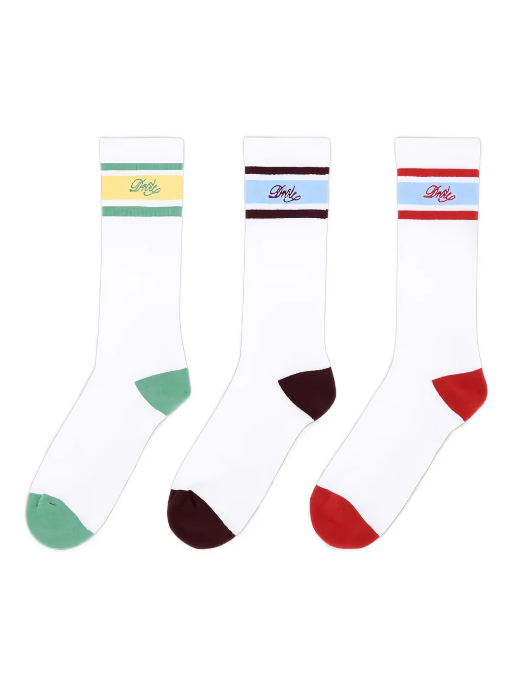 Drôle De Monsieur stripe set-of-three socks | White | Image 1
