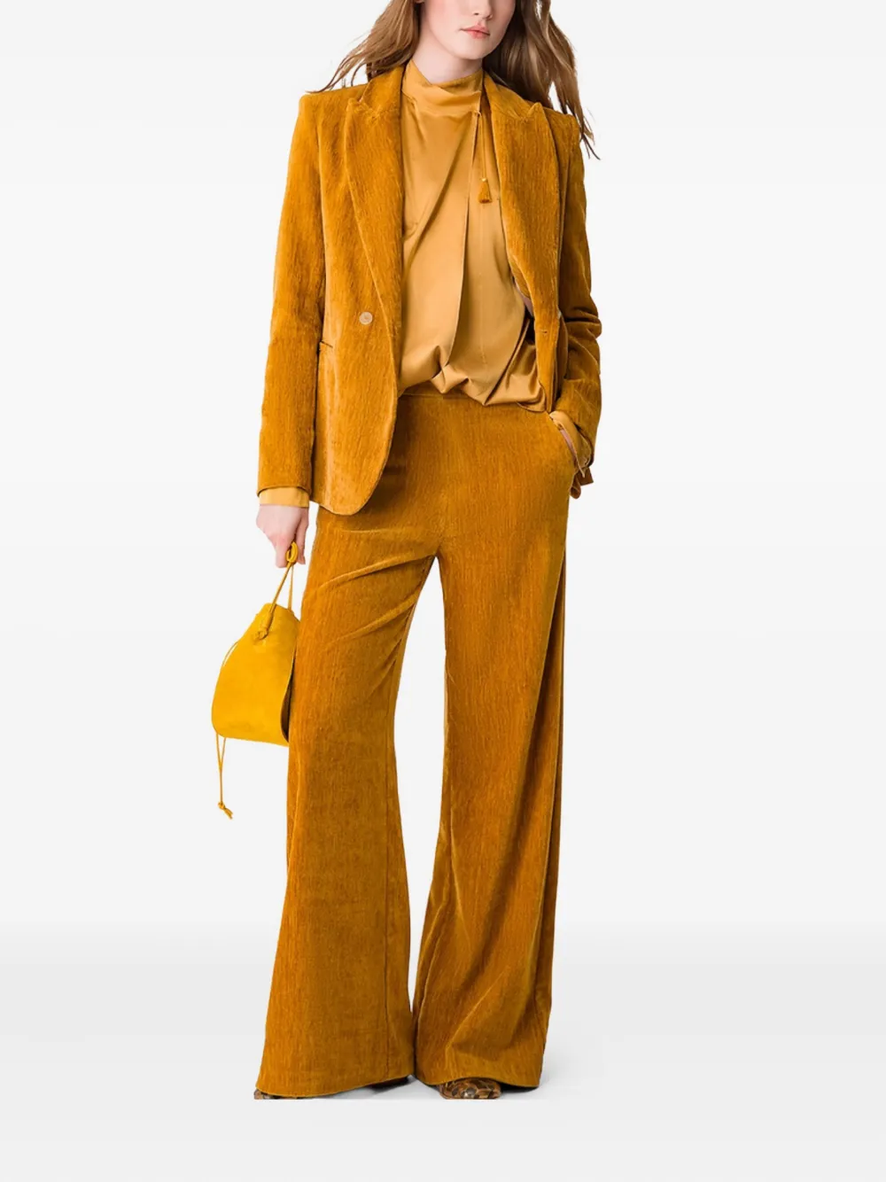 Forte tassel-neck blouse Geel