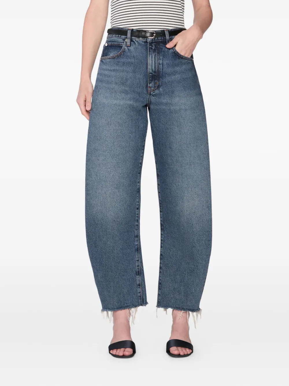 FRAME Bubble Crop jeans met franje Blauw