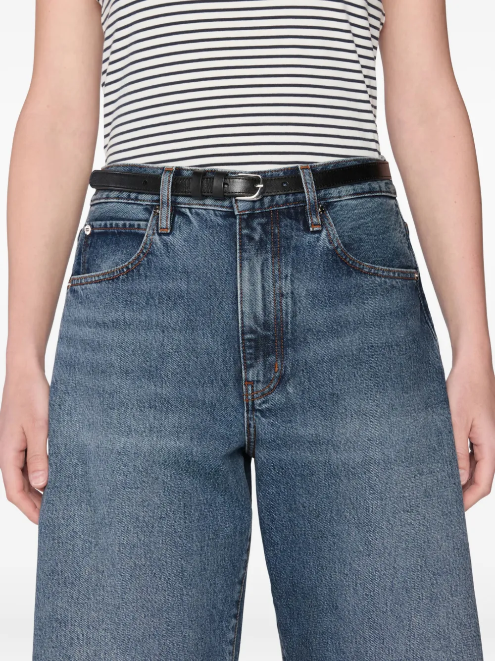 FRAME Bubble Crop jeans met franje Blauw