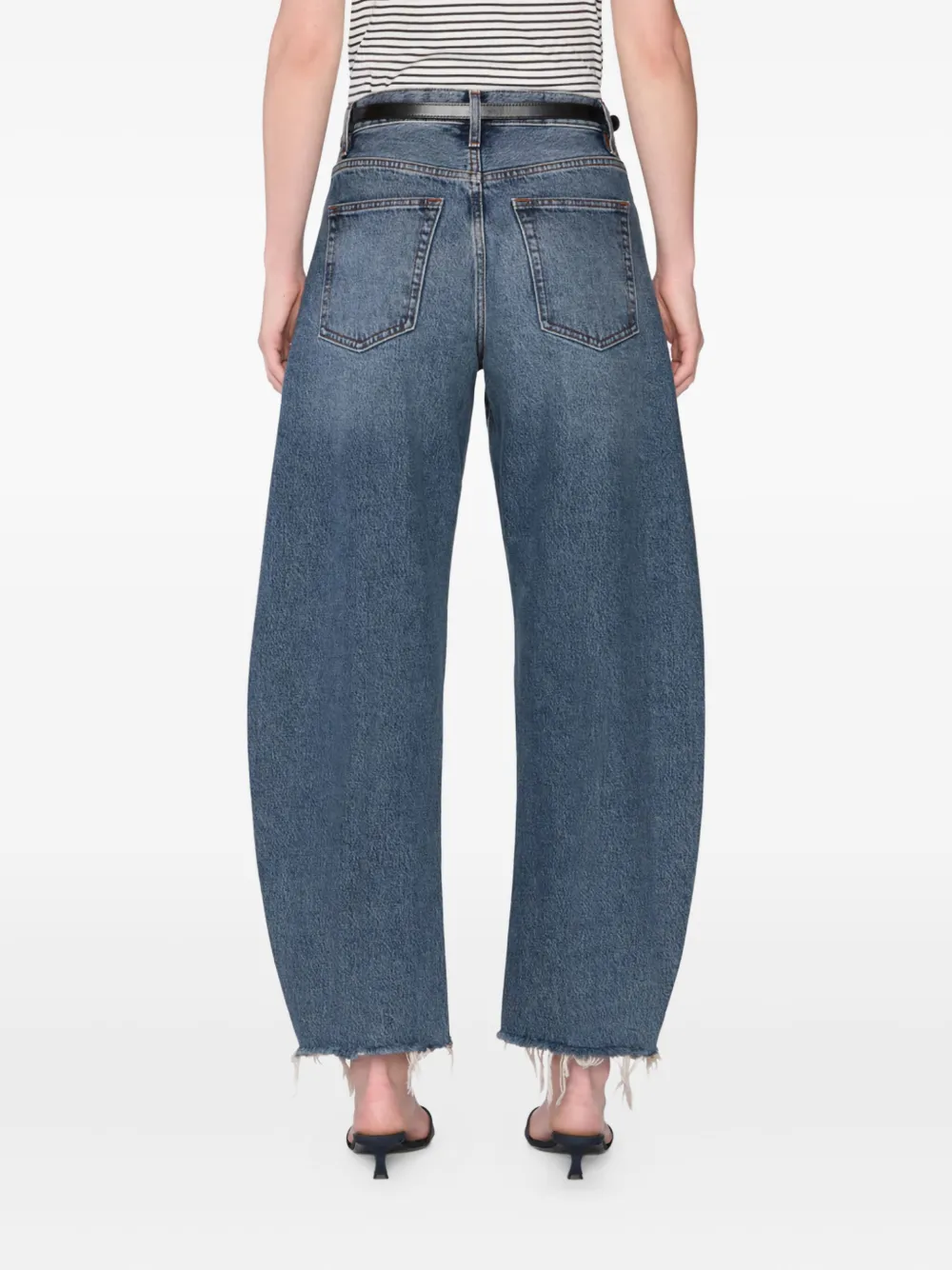 FRAME Bubble Crop jeans met franje Blauw