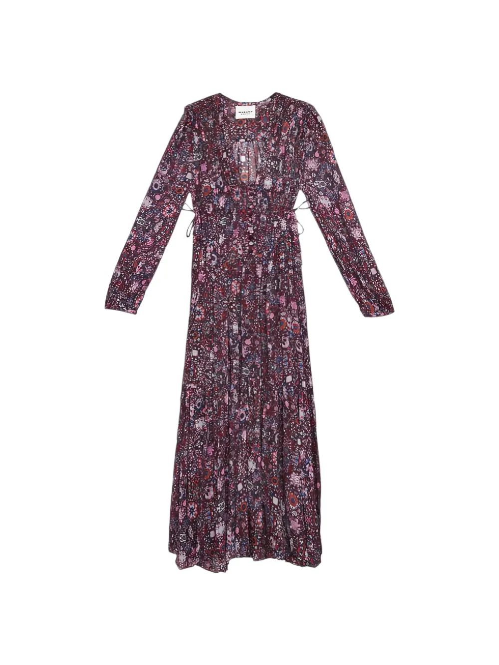 ISABEL MARANT Briane maxi-jurk met print en lange mouwen Paars