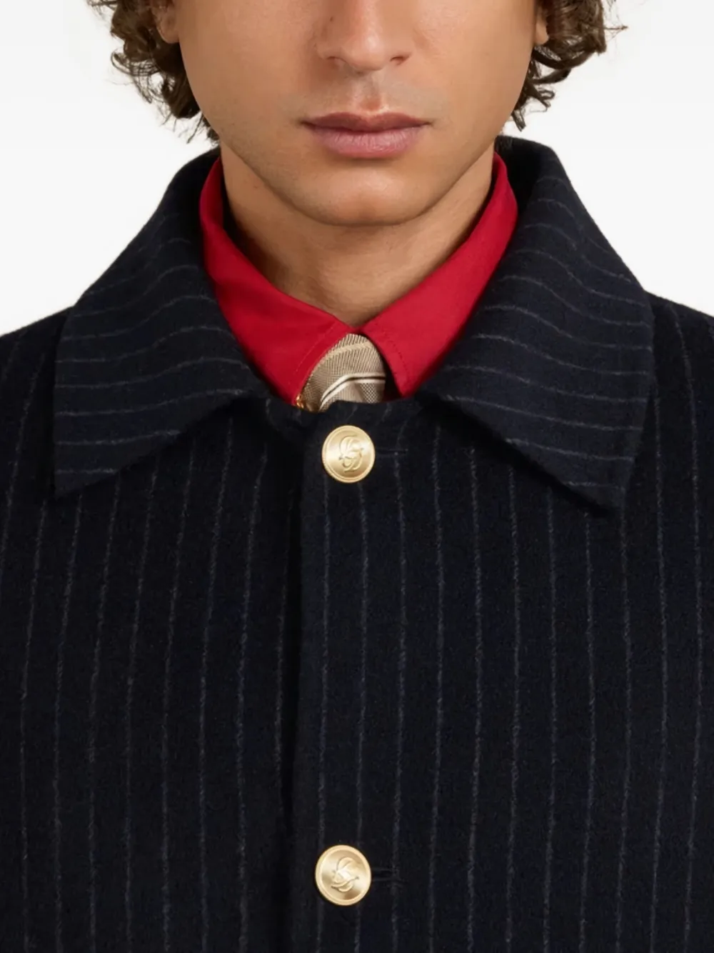 Drôle De Monsieur Le Manteau jas met krijtstreep Blauw