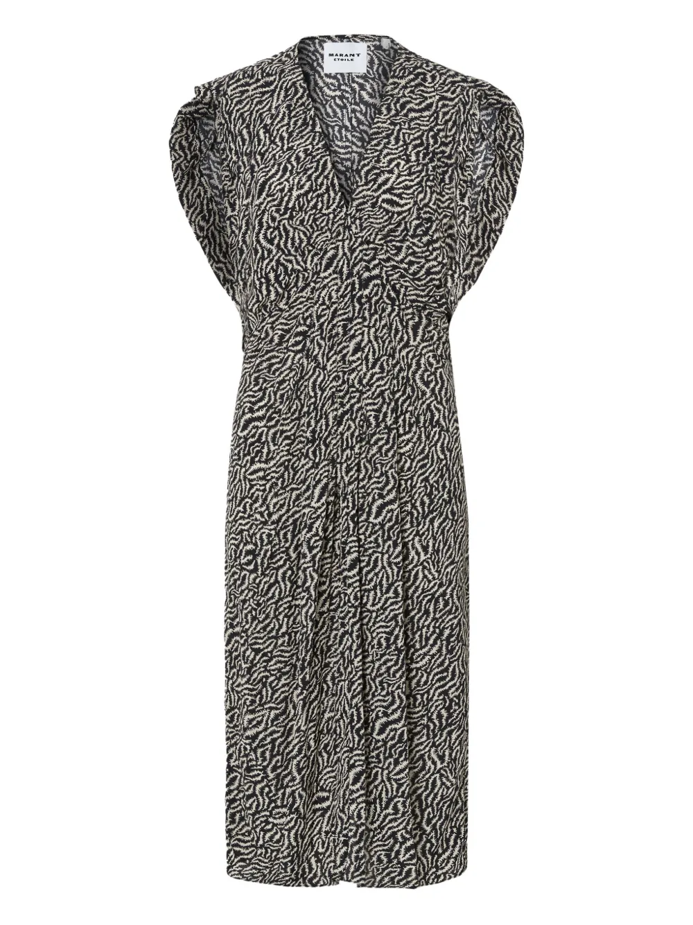 ISABEL MARANT pleated ruffle-sleeve dress Zwart