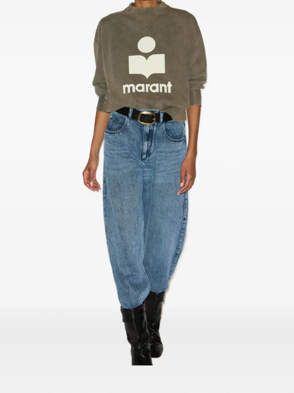 Isabel Marant Logo-print Mock-neck Sweatshirt In Green