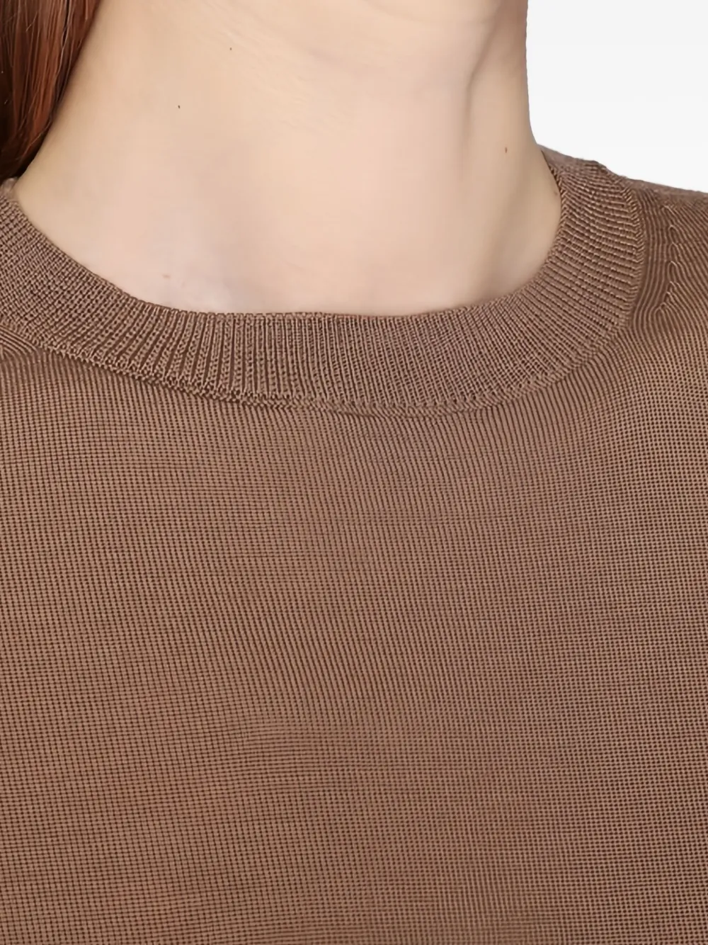 Max Mara Wollen T-shirt met ronde hals en korte mouwen Bruin