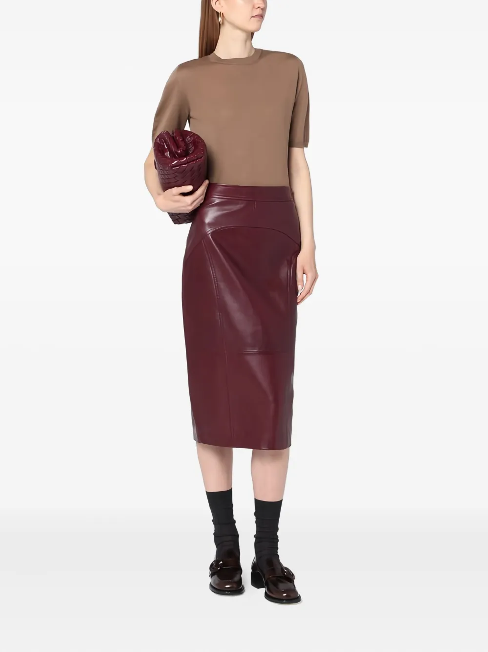Max Mara Wollen T-shirt met ronde hals en korte mouwen Bruin