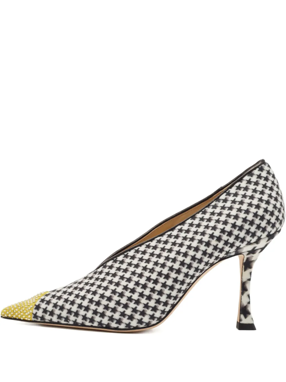 Pre-owned Jimmy Choo Houndstooth-pattern Wool Pumps In White