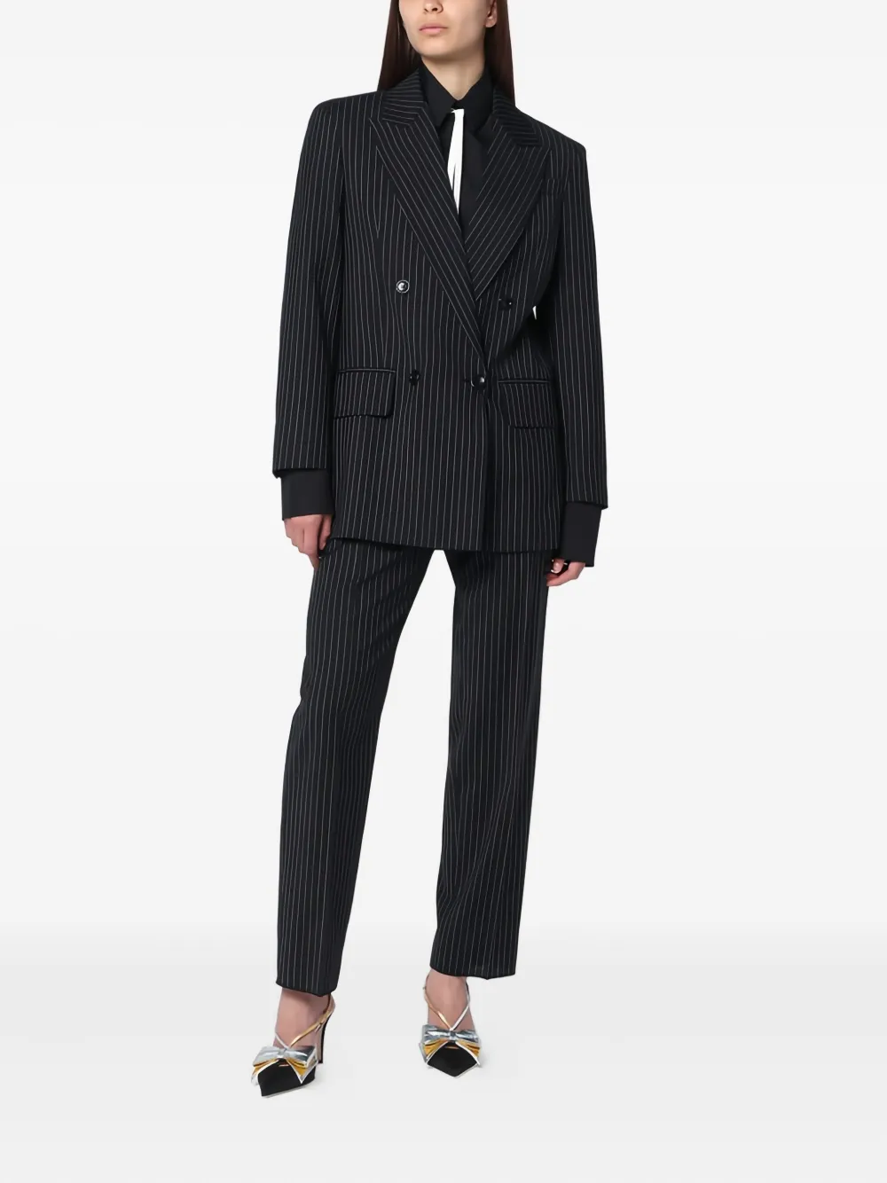 Max Mara Plooibroek met krijtstreep - Zwart