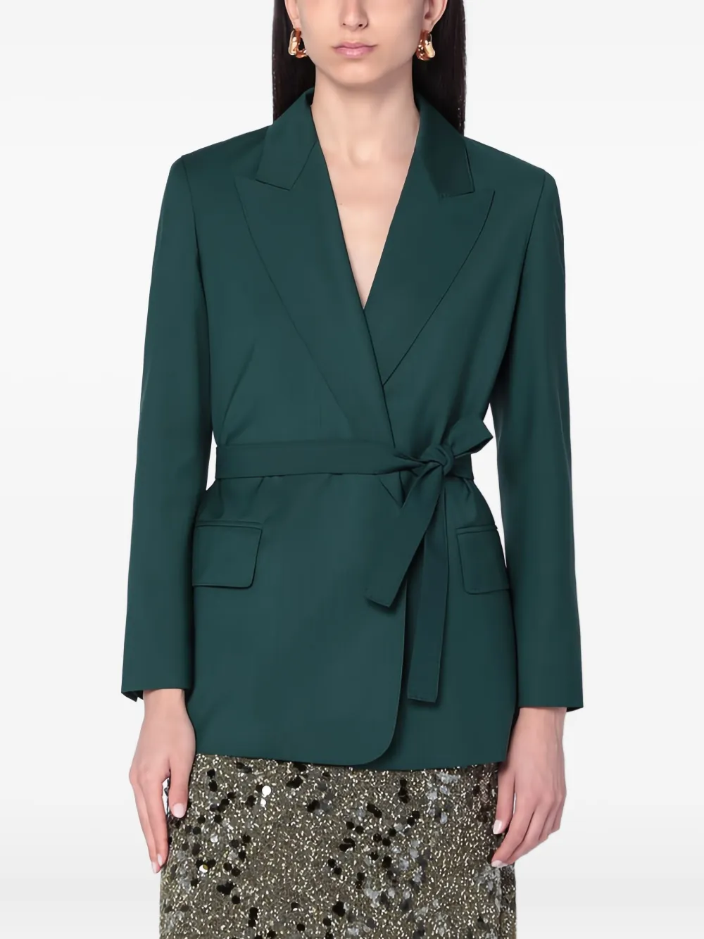 Max Mara Blazer met ceintuur Groen
