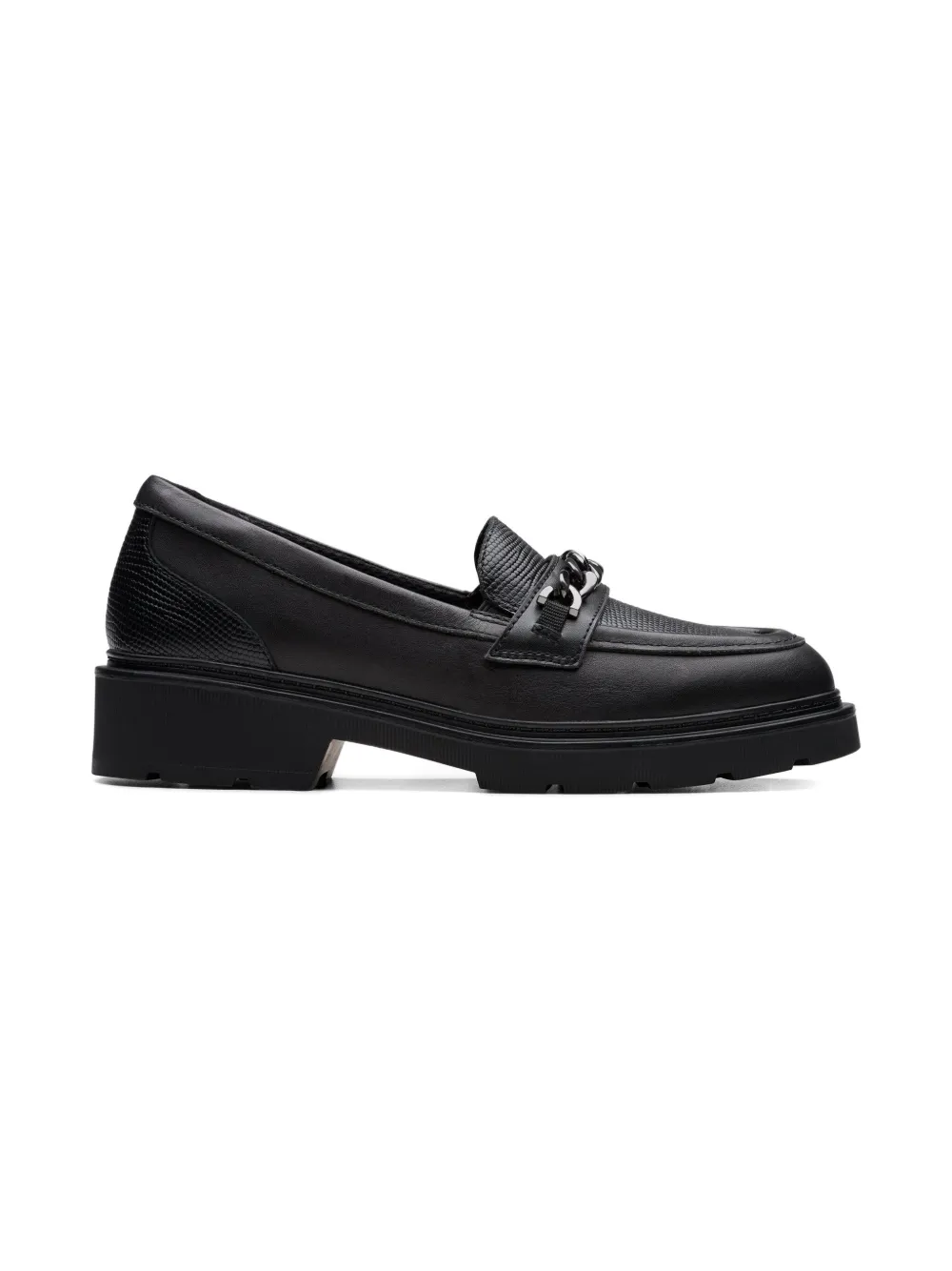 Clarks Kids chain-embellished loafers Zwart