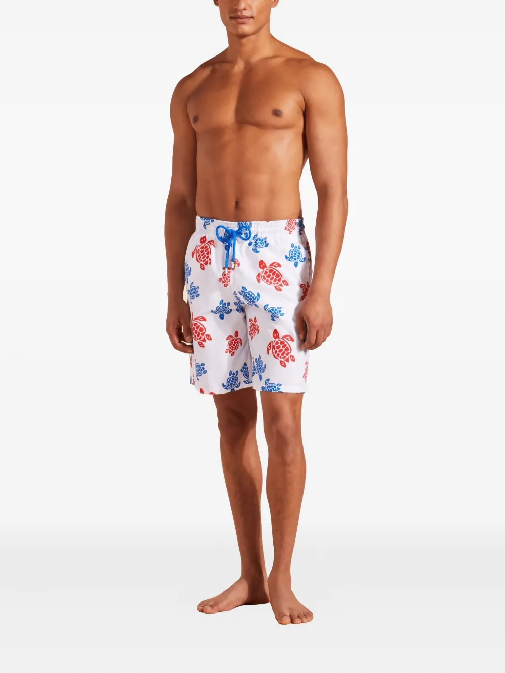 Vilebrequin Zwembroek met elastische taille en schildpadprint Wit