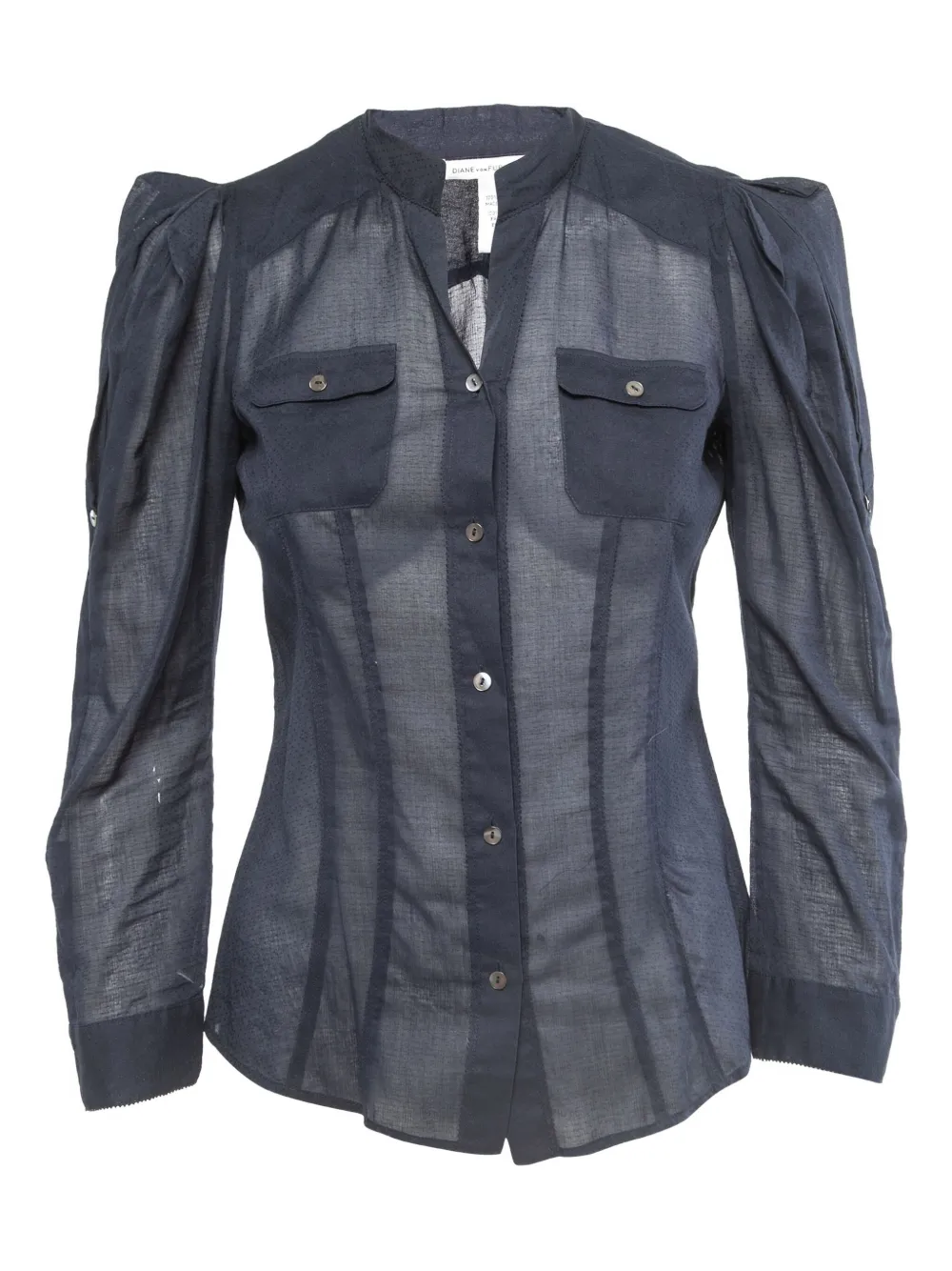 Diane Von Furstenberg Vintage puff-sleeved buttoned shirt | Blue | Image 1