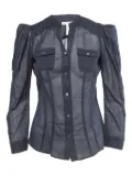 Diane Von Furstenberg Vintage puff-sleeved buttoned shirt - Blue