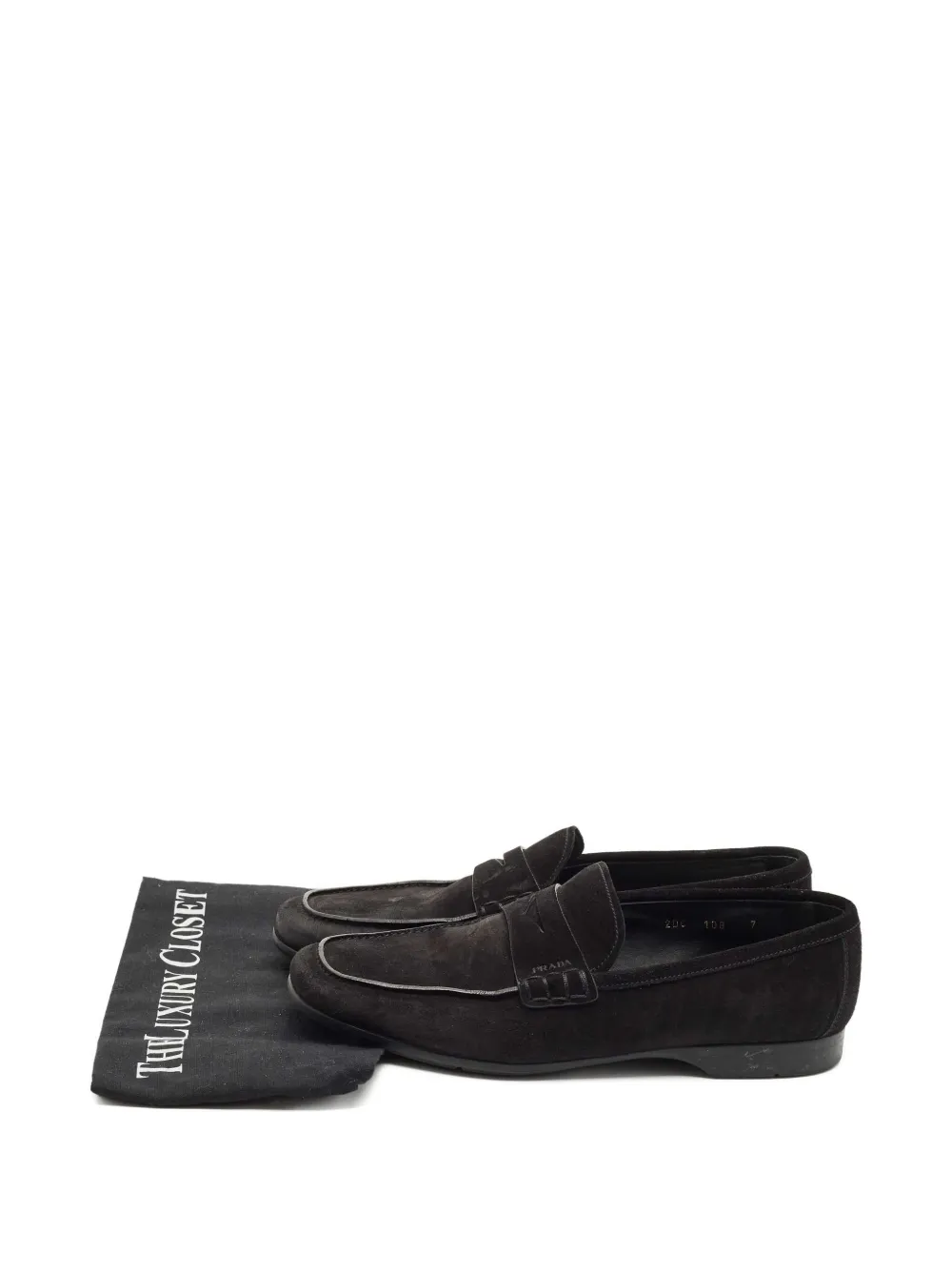 PRADA Pre-owned Suede Penny-strap Loafers In Black