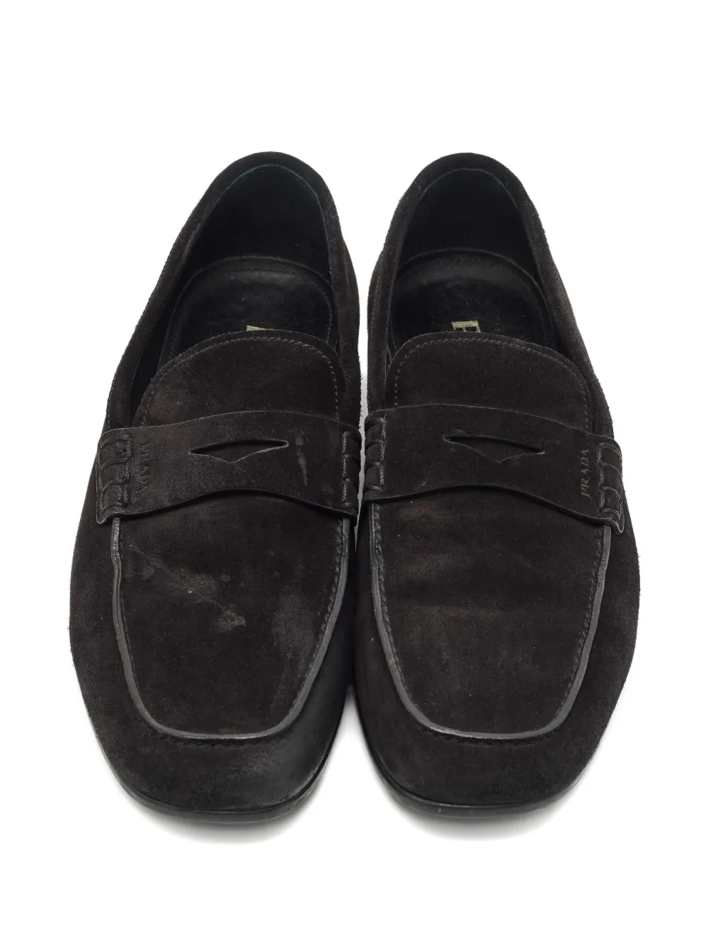 PRADA Pre-owned Suede Penny-strap Loafers In Black