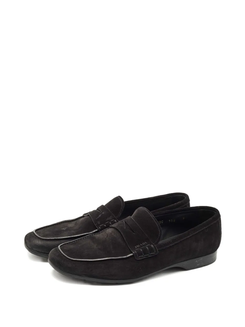 PRADA Pre-owned Suede Penny-strap Loafers In Black