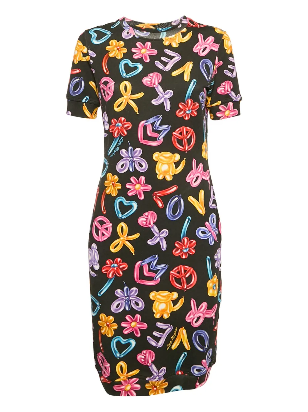 Pre-owned Moschino Balloon-print Dress In Black
