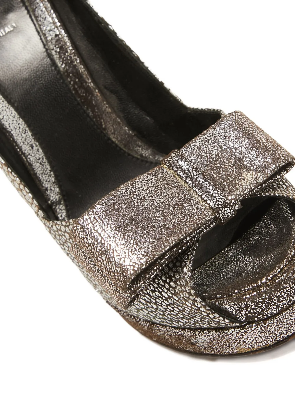 Fendi Pre-Owned 140 mm brokaat leren pumps met strik - Zilver