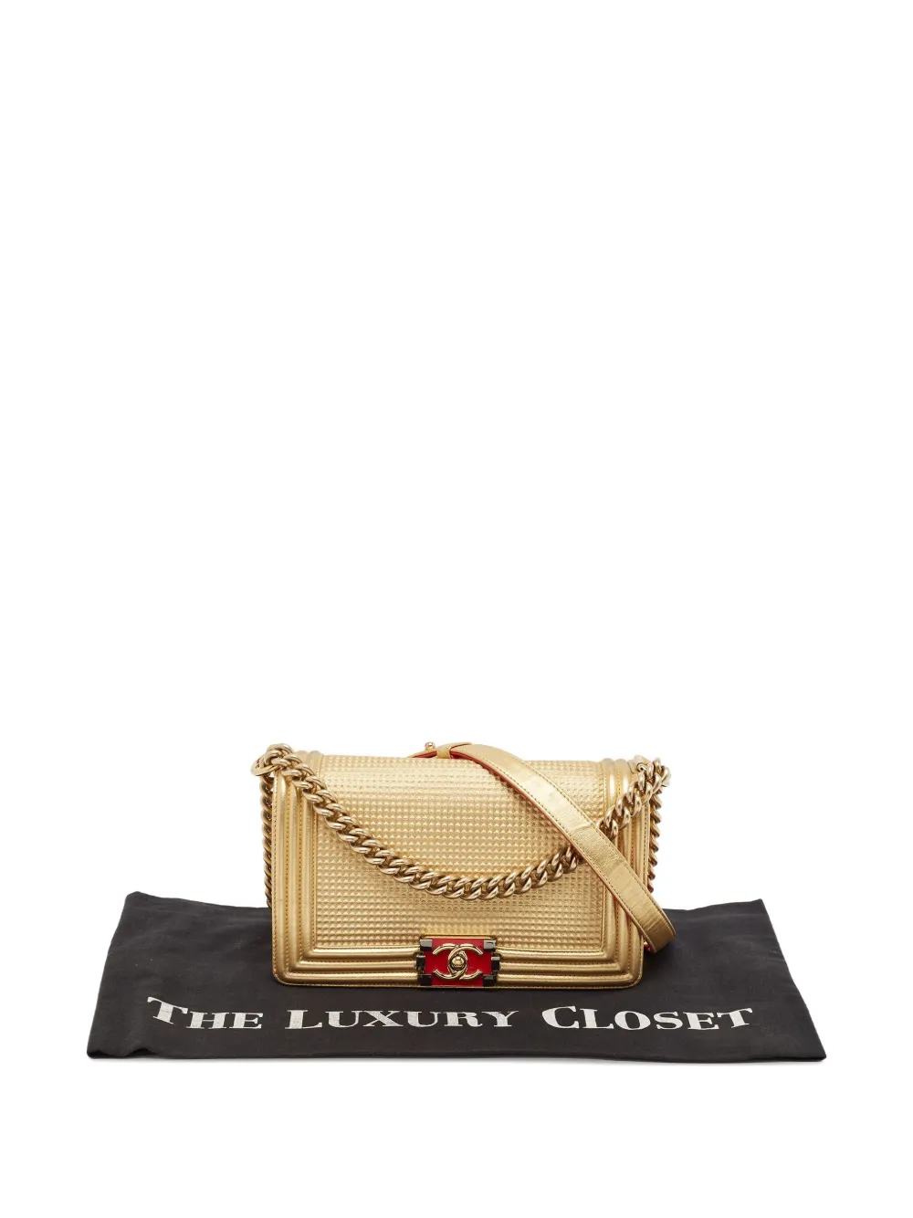 Pre-owned Chanel Boy  Shoulder Bag In Gold