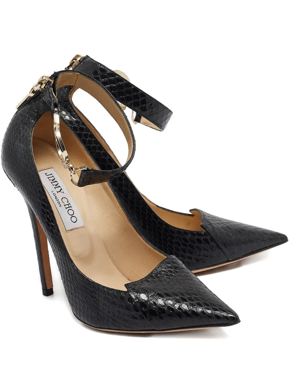 Jimmy Choo Pre-Owned 120mm python-leather pumps | Black | Image 1