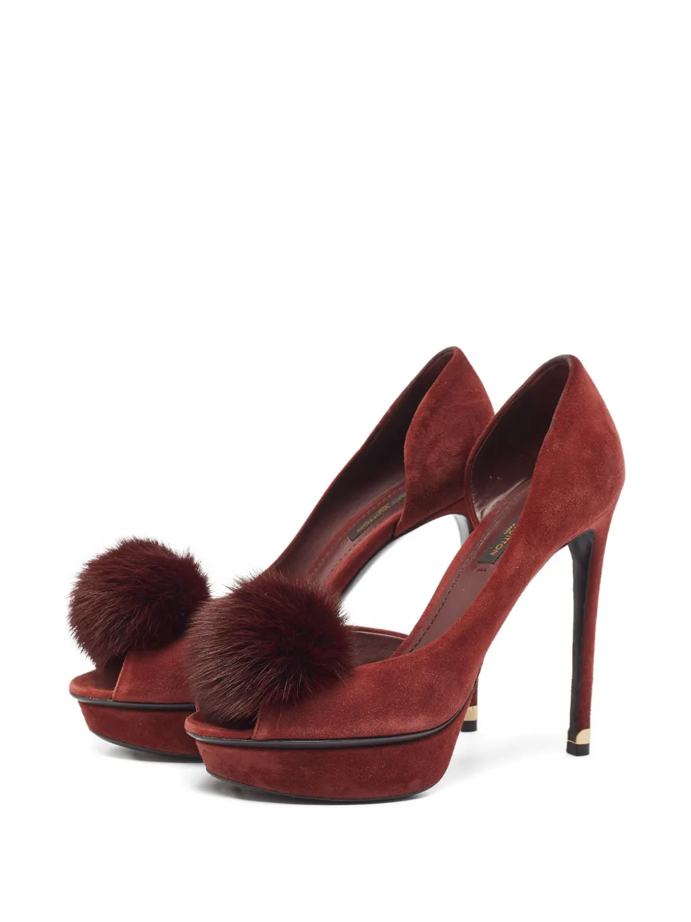 Louis Vuitton Pre-Owned 110 mm pumps met pompon-detail - Rood