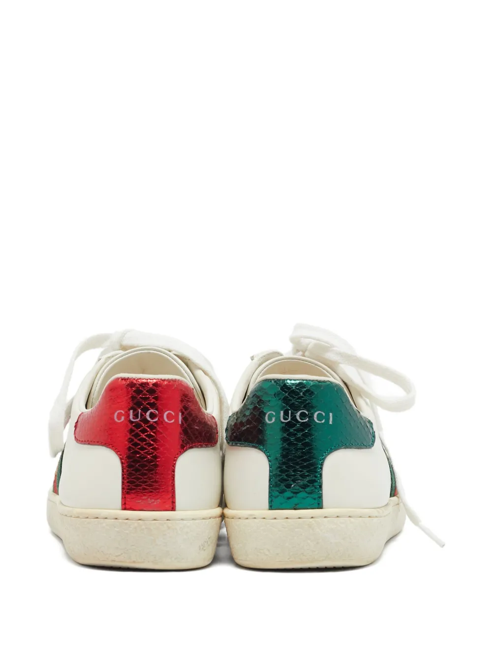 Gucci Pre-Owned Leren sneakers met geborduurde bij - Wit