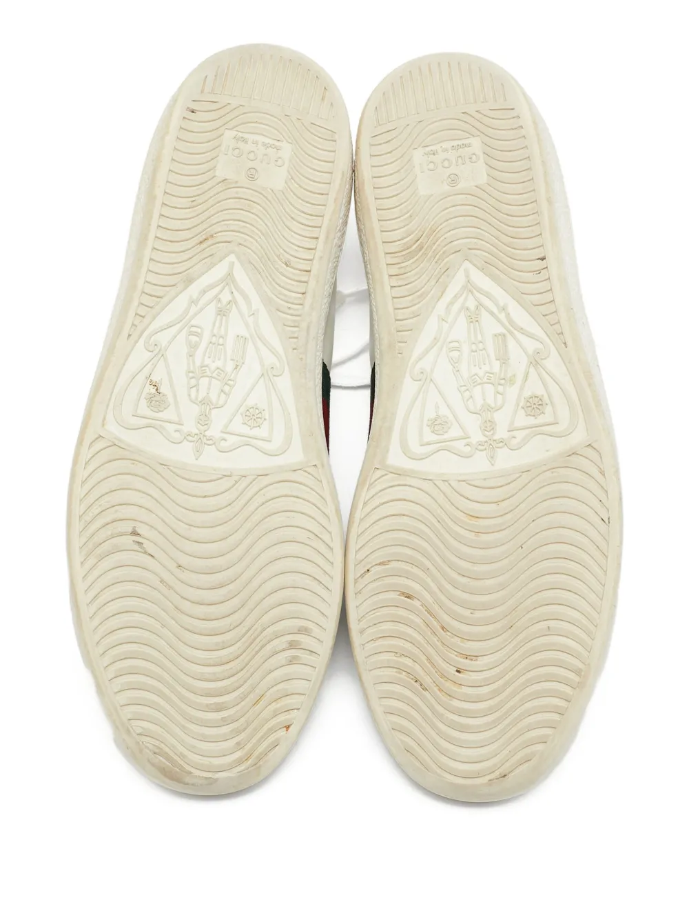 GUCCI Pre-owned Embroidered-bee Leather Sneakers In White