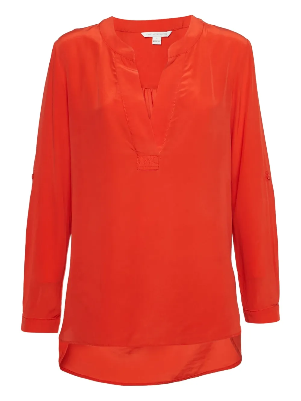 Diane Von Furstenberg Vintage Vネック シルクブラウス - レッド Diane Von Furstenberg Vintage Vネック シルクブラウス - レッド