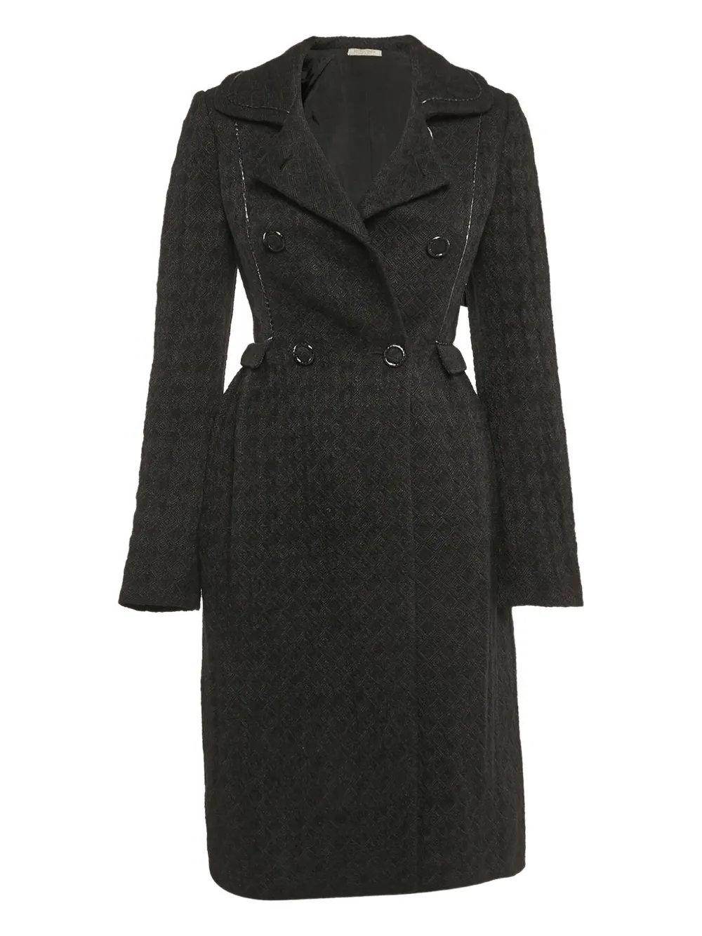 Bottega Veneta Pre-Owned jacquard leather detail coat | Black | Image 1