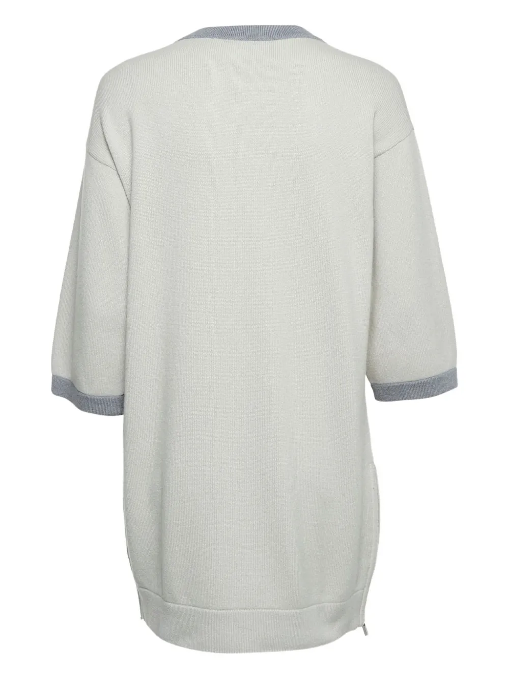 Pre-owned Chanel Contrast-trim Cashmere Dress In Gray