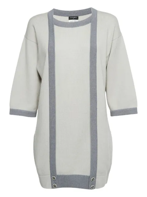 CHANEL Pre-Owned contrast-trim cashmere dress