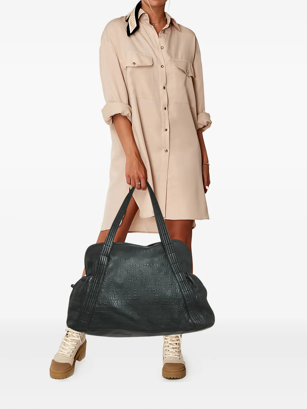 CHANEL Pre-Owned 31 Rue Cambon embossed leather tote bag | Black | Image 1